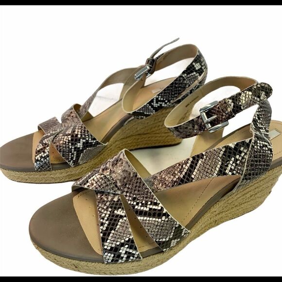 Geox Taupe snakeskin leather wedge espadrilles 39 - Picture 3 of 8